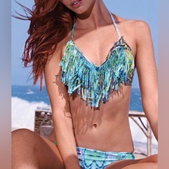 L*Space Audrey Fringe Snakeprint Bikini - Picture 1 of 8